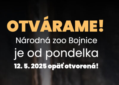 Národná zoo Bojnice je od pondelka 12. 5. 2025 opäť otvorená!